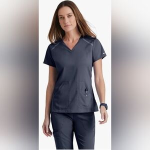 Greys anatomy NWT small crossover v neck impact 3 pocket grey steele scrub Top